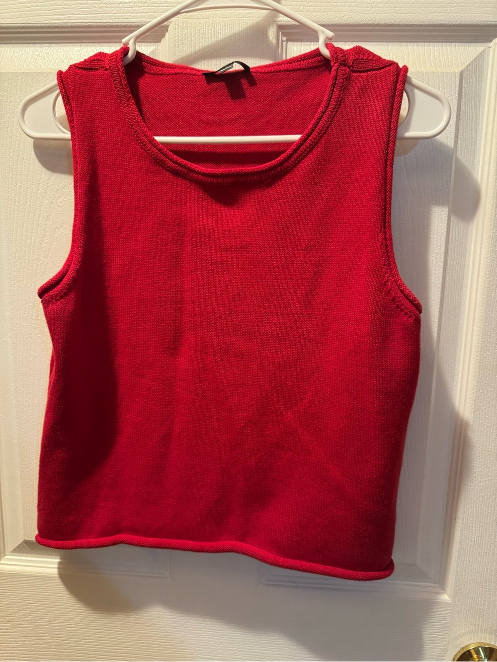 Line & Dot Bright Red Knit Sleeveless Tank